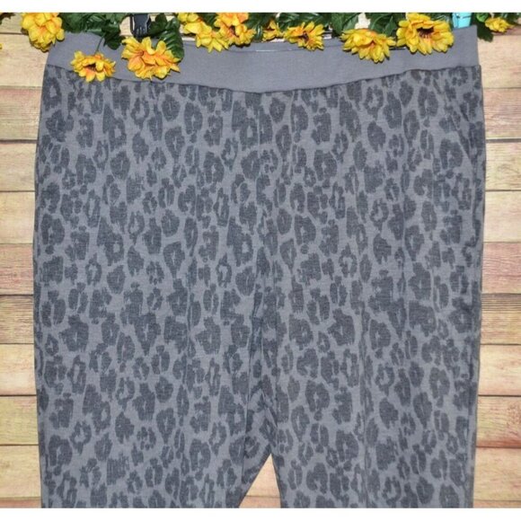 NWT Mudpie Ladies XL Gray Leopard Casual Pull On Joggers Pants Comfy Lounge Soft - Picture 2 of 8